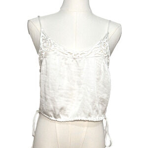 Free People Intimately White Satin Blouson Cropped Side Tie Camisole Medium